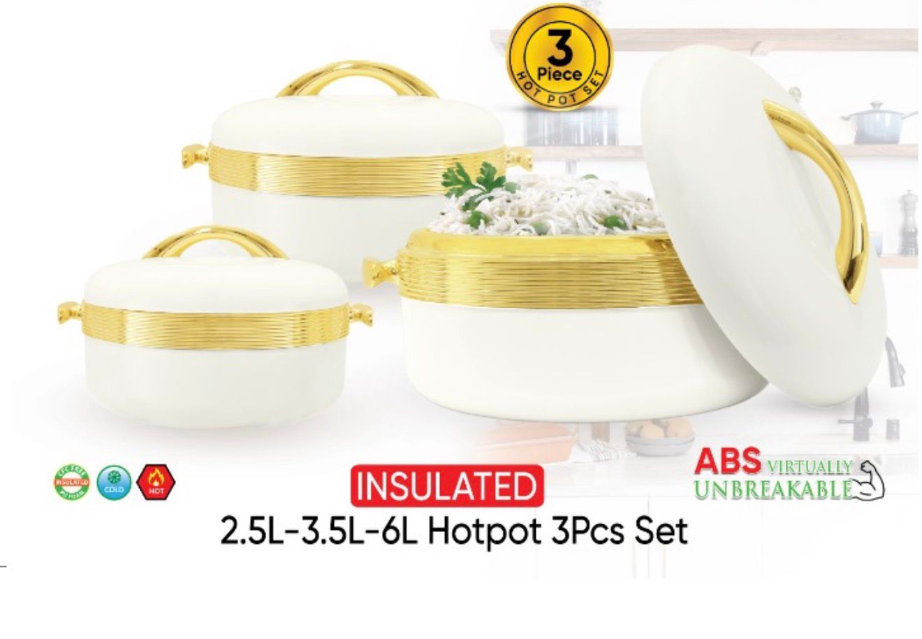 JUMBO OXFORD 3 PCS INSULATED HOT POT CREAM GOLD (2.5L, 3.5L, 6.0L)